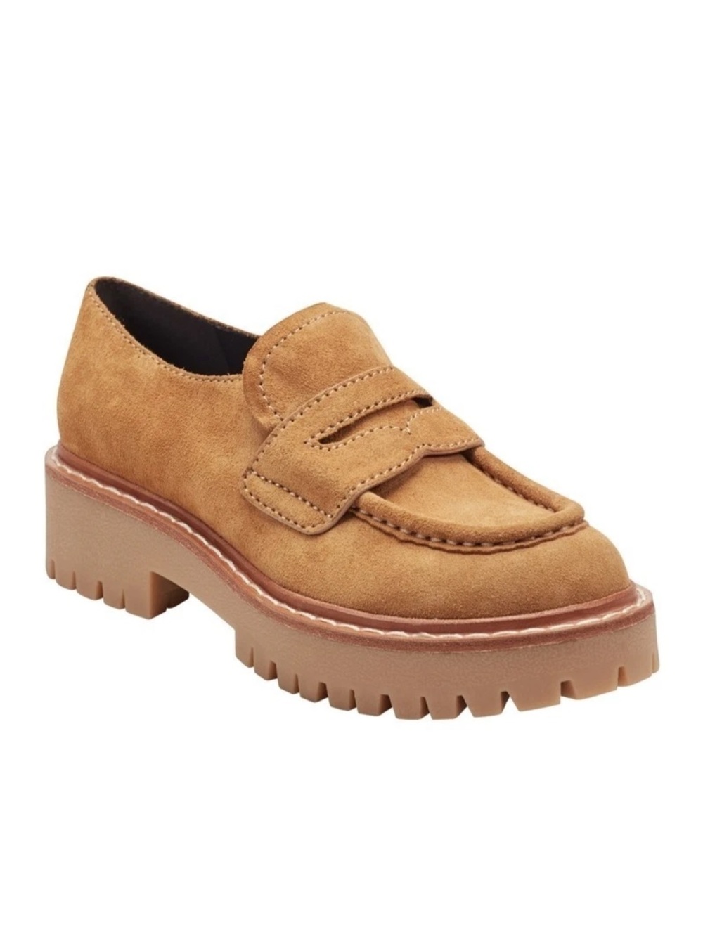 Marc Fisher LTD Women’s Norton Tan Suede Lug Sole Penny Loafers Sz 10 NWB